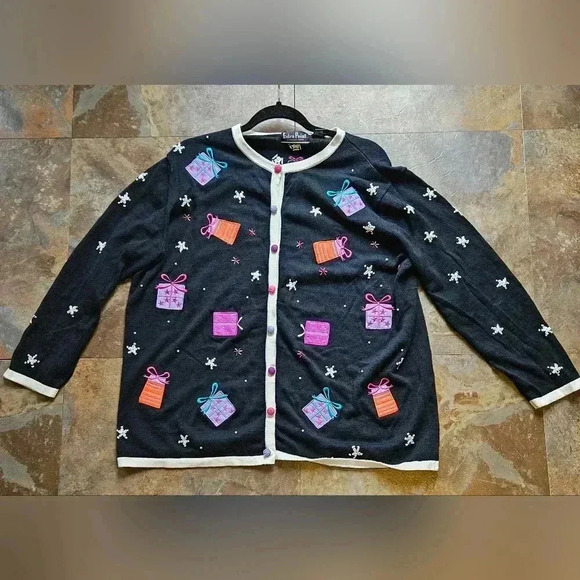 Extra Point by Reference Point Christmas Holiday Cardigan Sweater Plus Size (3x) - Picture 4 of 4
